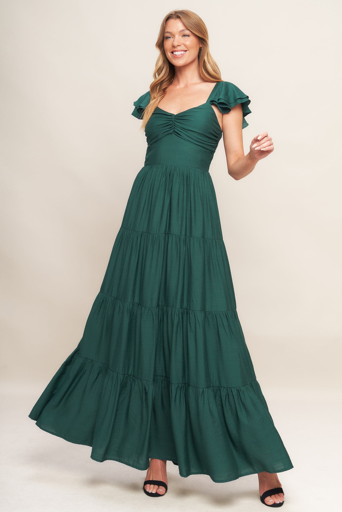 SUMMER MILK FOREST GREEN WOVEN MAXI DRESS Flying Tomato